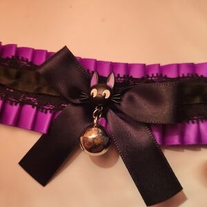 Purple and Black Cat Choker with Bell